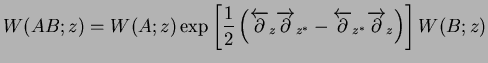 $\displaystyle W(AB;z)= W(A;z) \exp \left[
\frac{1}{2}\left(\overleftarrow{\part...
...erleftarrow{\partial}_{z^*} \overrightarrow{\partial}_{z} \right)\right] W(B;z)$