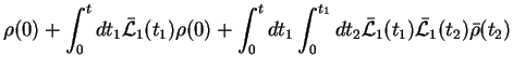 $\displaystyle \rho(0) + \int_{0}^{t}dt_1 \bar{{\cal L}}_1(t_1) \rho(0)
+ \int_{...
...1 \int_{0}^{t_1}dt_2 \bar{{\cal L}}_1(t_1) \bar{{\cal L}}_1(t_2)\bar{\rho}(t_2)$