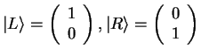 $ \vert L\rangle = \left(\begin{array}{c}
1 \\
0
\end{array}\right), \vert R\rangle= \left(\begin{array}{c}
0 \\
1
\end{array}\right)$